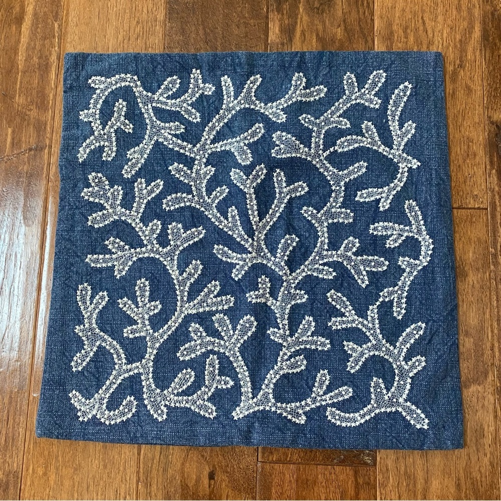 Coastal Coral Embellished Decorative Pillow Cover